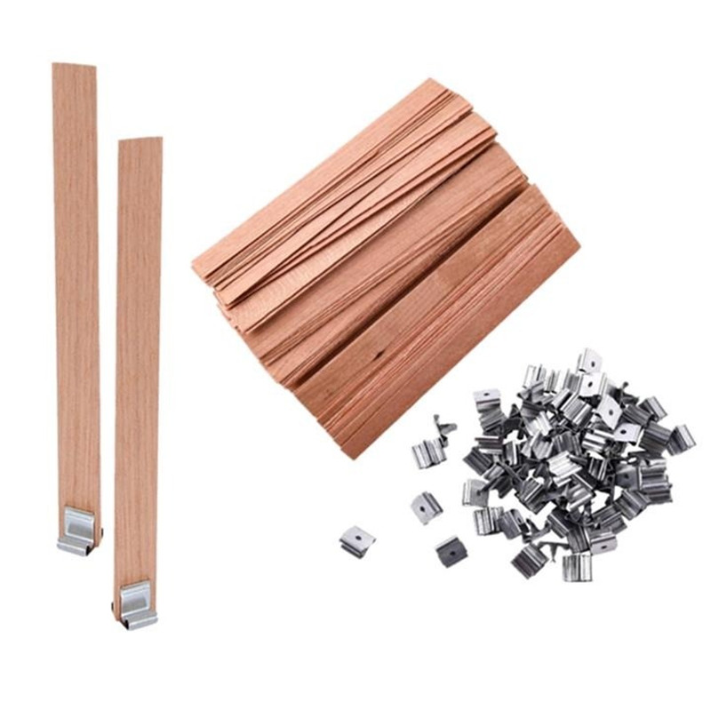 Wood Wick Crackle - 40 個の木製キャンドル芯セット クリップベース付き 無煙パチパチキャンドル芯 DIY キャンドル作成用品