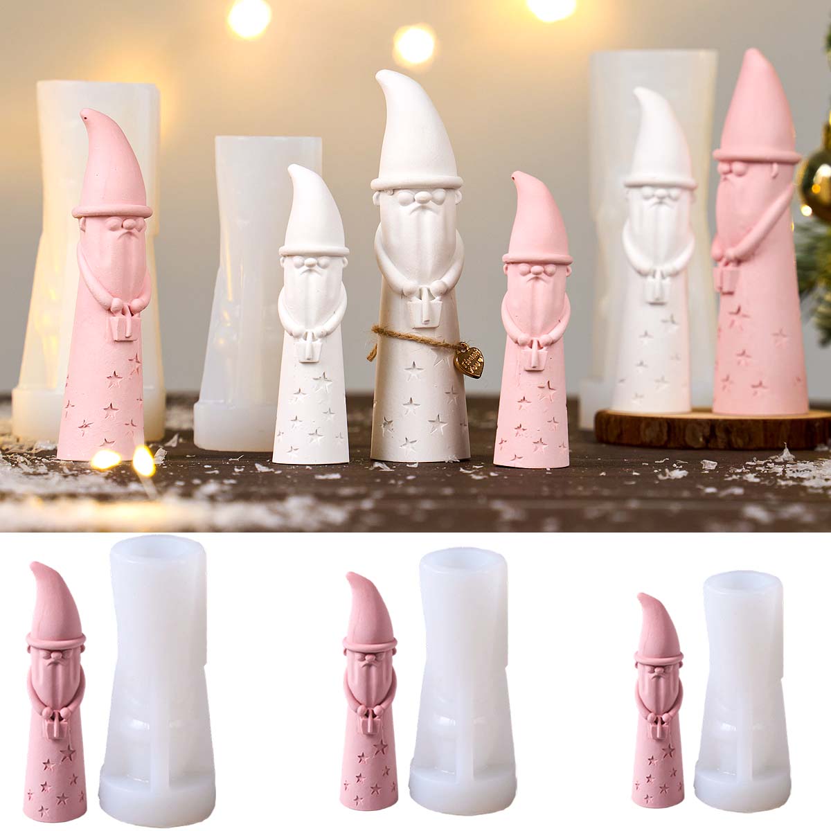 Xmas Candle Making - クリスマスオーナメントノームシリコンモールド顔のないサンタクロースフィギュア型DIYキャンドル石膏樹脂クラフト作りホームクリスマスデコレーション