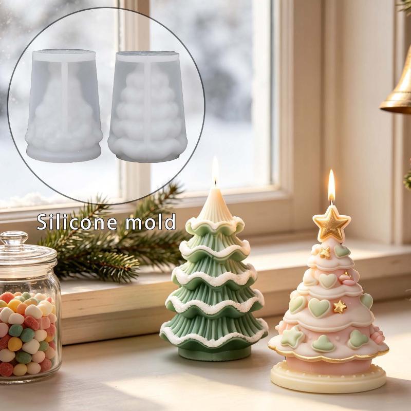 Xmas Candle Making - DIY クリスマスツリー シリコンモールド デコレーション 香り付きキャンドル：石鹸樹脂 手作り