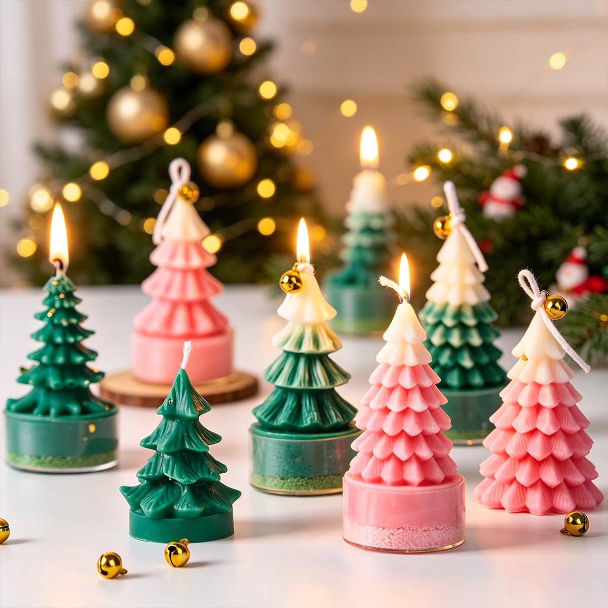 Xmas Candle Making - 3D クリスマスツリーシリコーンキャンドルモールド DIY クリスマスオーナメント工芸品作り石鹸石膏樹脂鋳造金型家の装飾アートギフト