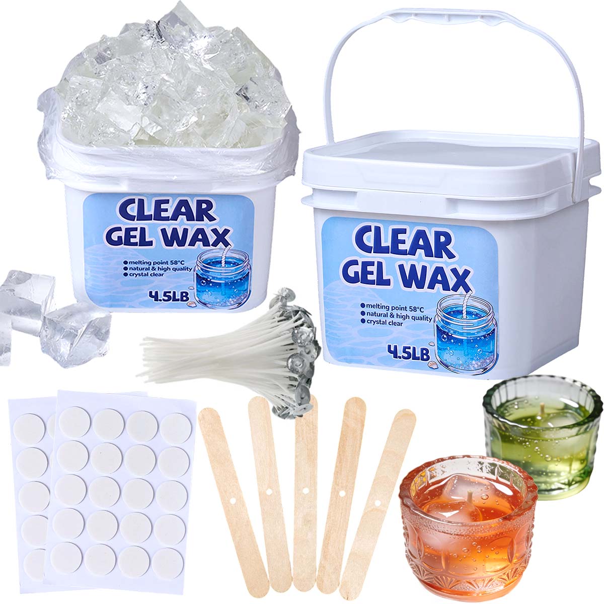 Candle Making Gel Wax - 4.5LB バルククリアジェリーワックスキット DIY 香り付きキャンドル作成材料 クリスタルワックス 無煙