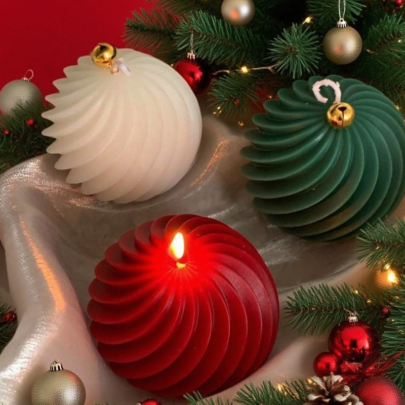スパイラルストライプボールシリコーンキャンドルモールド DI - Xmas Candle Making のレビューと価格
