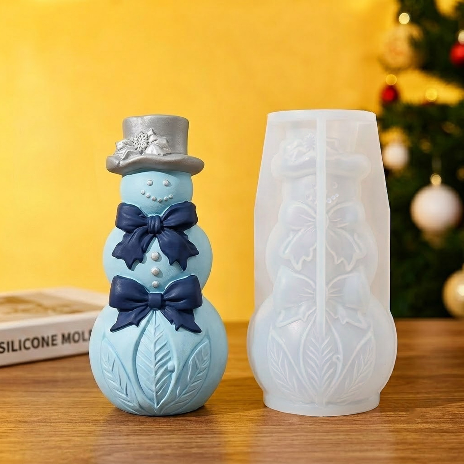 3Dリボン付き雪だるまシリコンモールド クリスマスオーナメン - Xmas Candle Making のレビューと価格