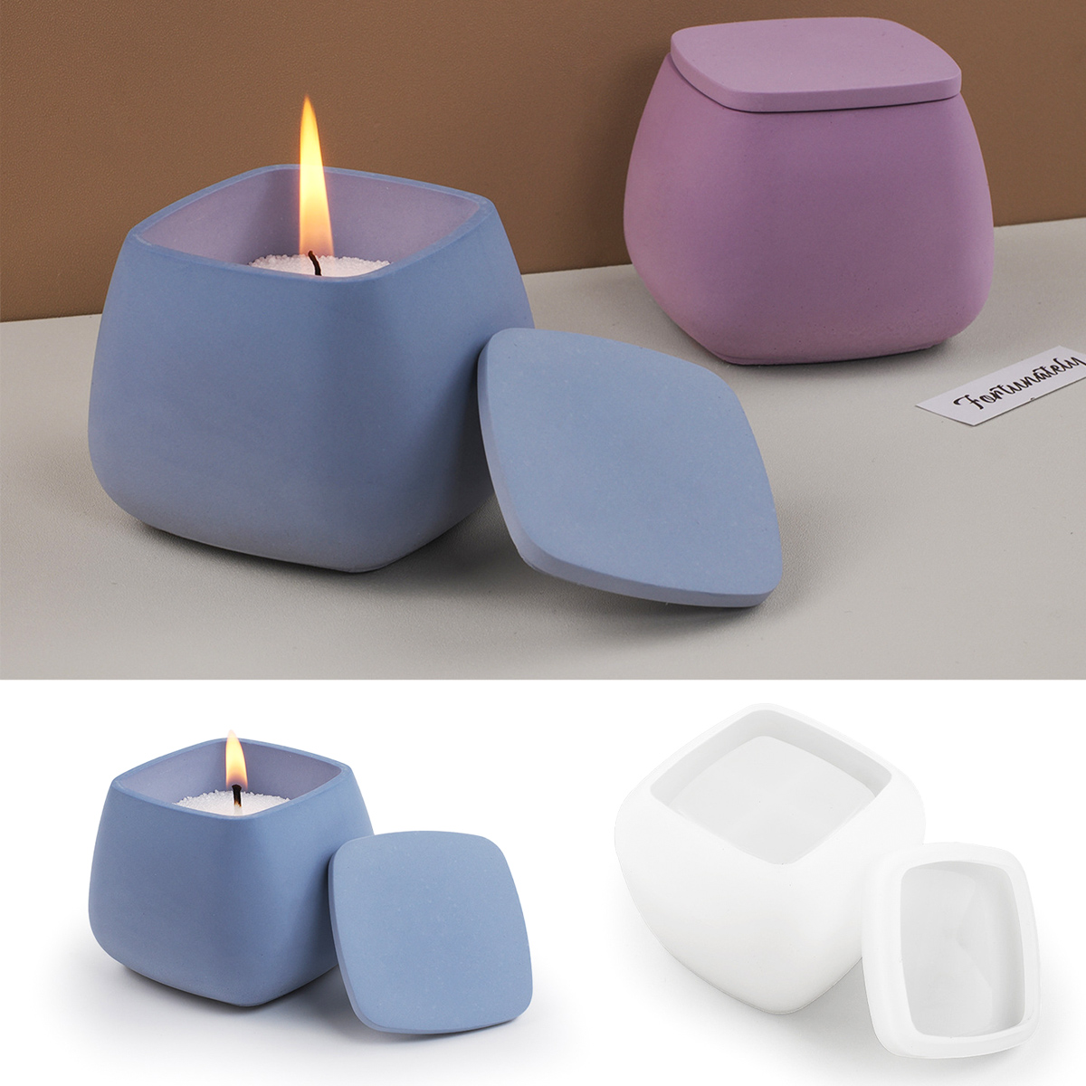 正方形のキャンドルジャーシリコーン型 DIY 蓋付きジュエリ - Kraft Box Candle のレビューと価格