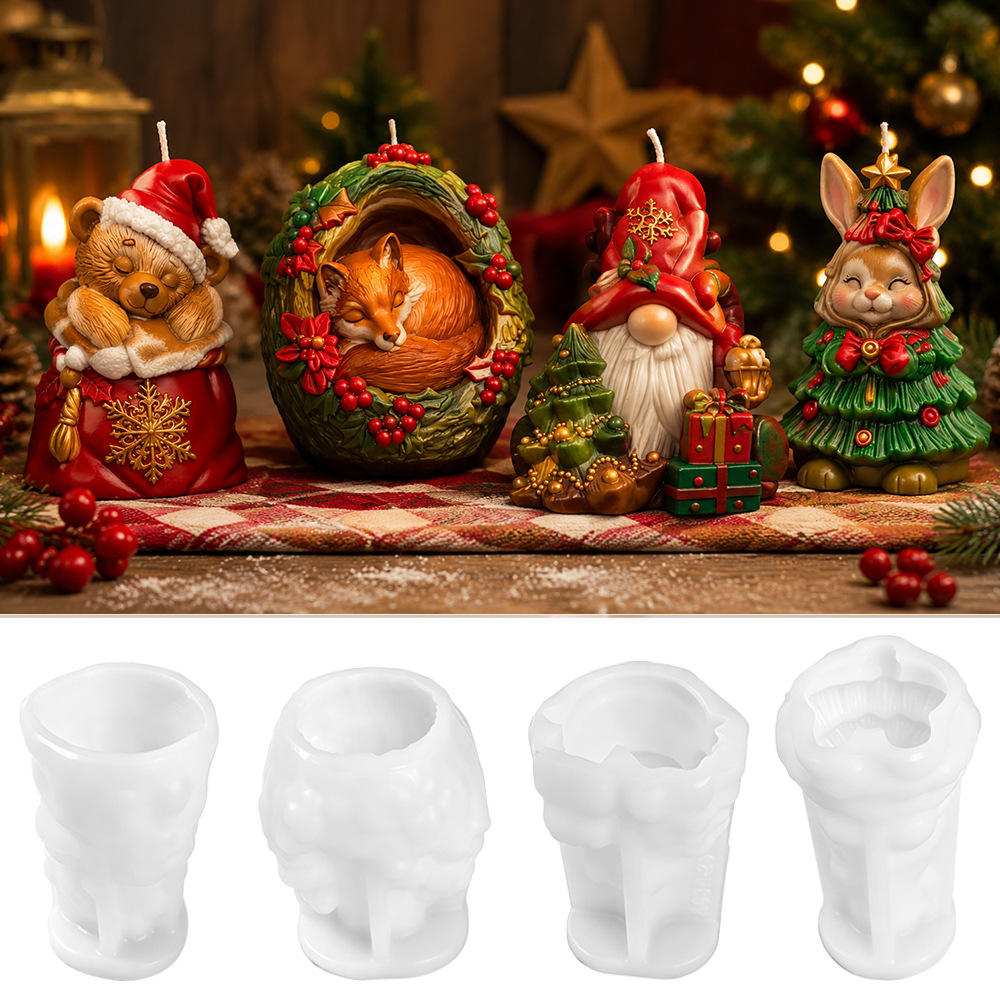 クリスマスウサギキツネクマキャンドルモールド DIY 手作り - Xmas Candle Making のレビューと価格