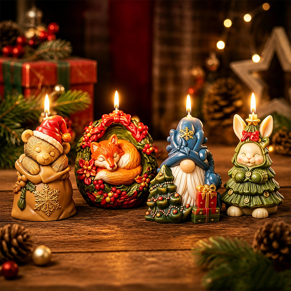 クリスマスウサギキツネクマキャンドルモールド DIY 手作り - Xmas Candle Making のレビューと価格
