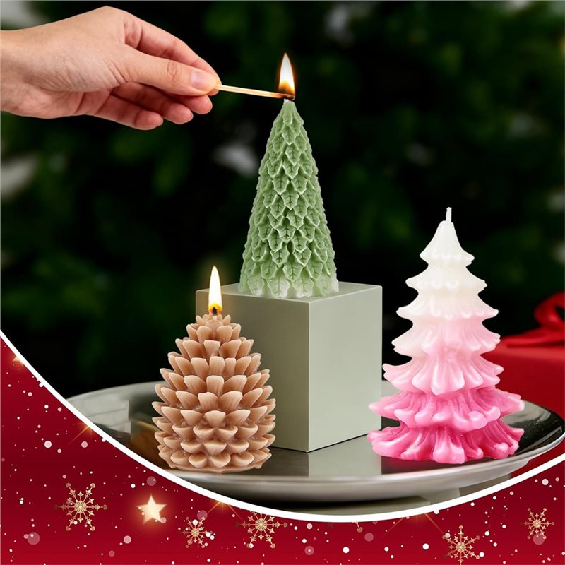 クリスマスシリコンモールド クリスマスツリー 松ぼっくりシリ - Xmas Candle Making のレビューと価格