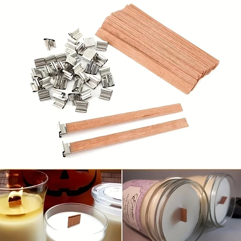 1-5袋入り木製キャンドル芯、金属製サステナー付き、カチカチ - Wood Wick Crackle のレビューと価格