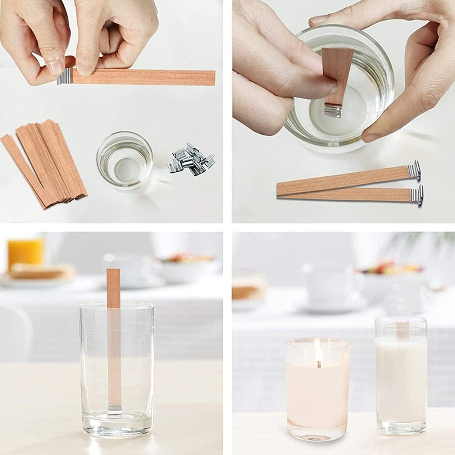 1-5袋入り木製キャンドル芯、金属製サステナー付き、カチカチ - Wood Wick Crackle のレビューと価格