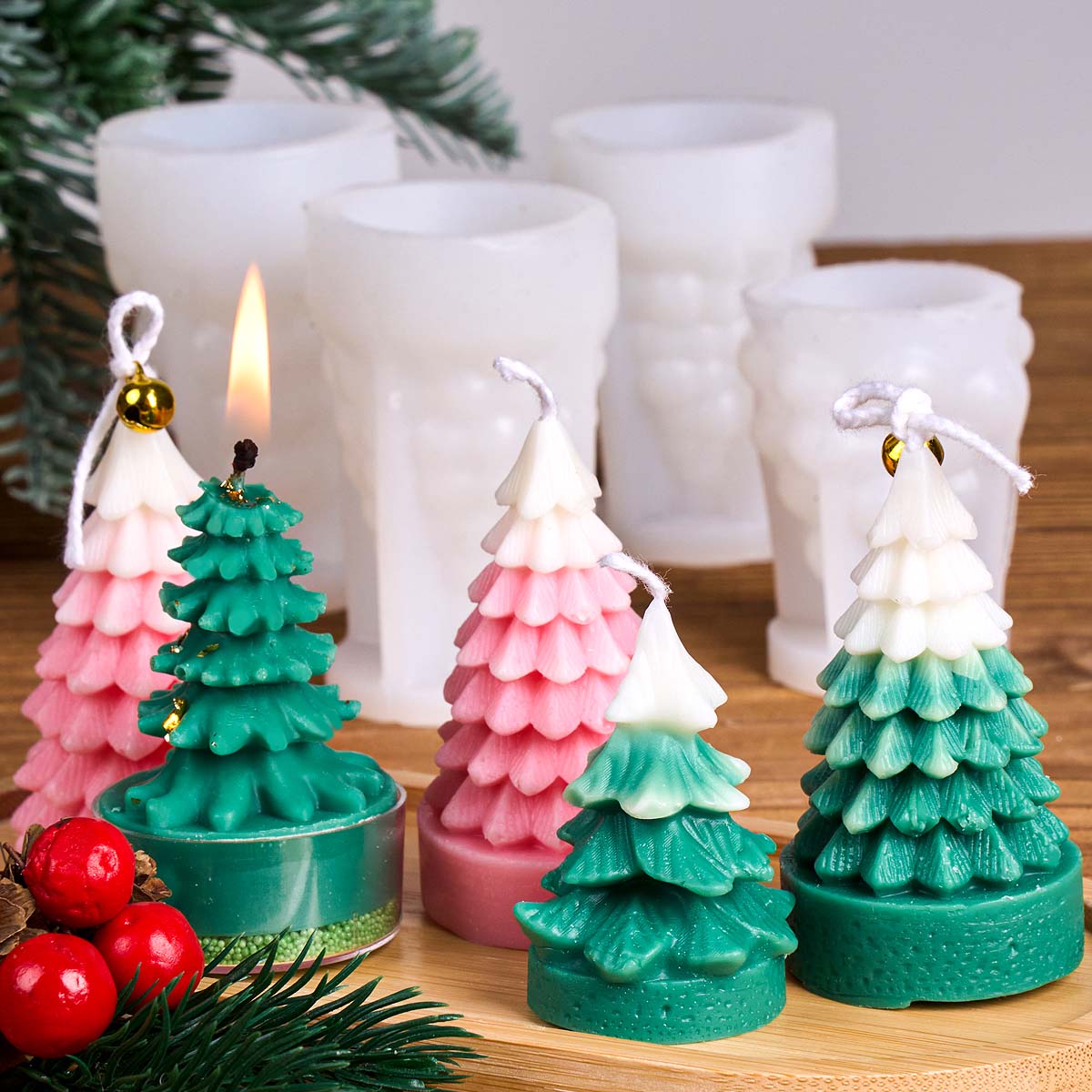 3D クリスマスツリーシリコーンキャンドルモールド DIY  - Xmas Candle Making のレビューと価格