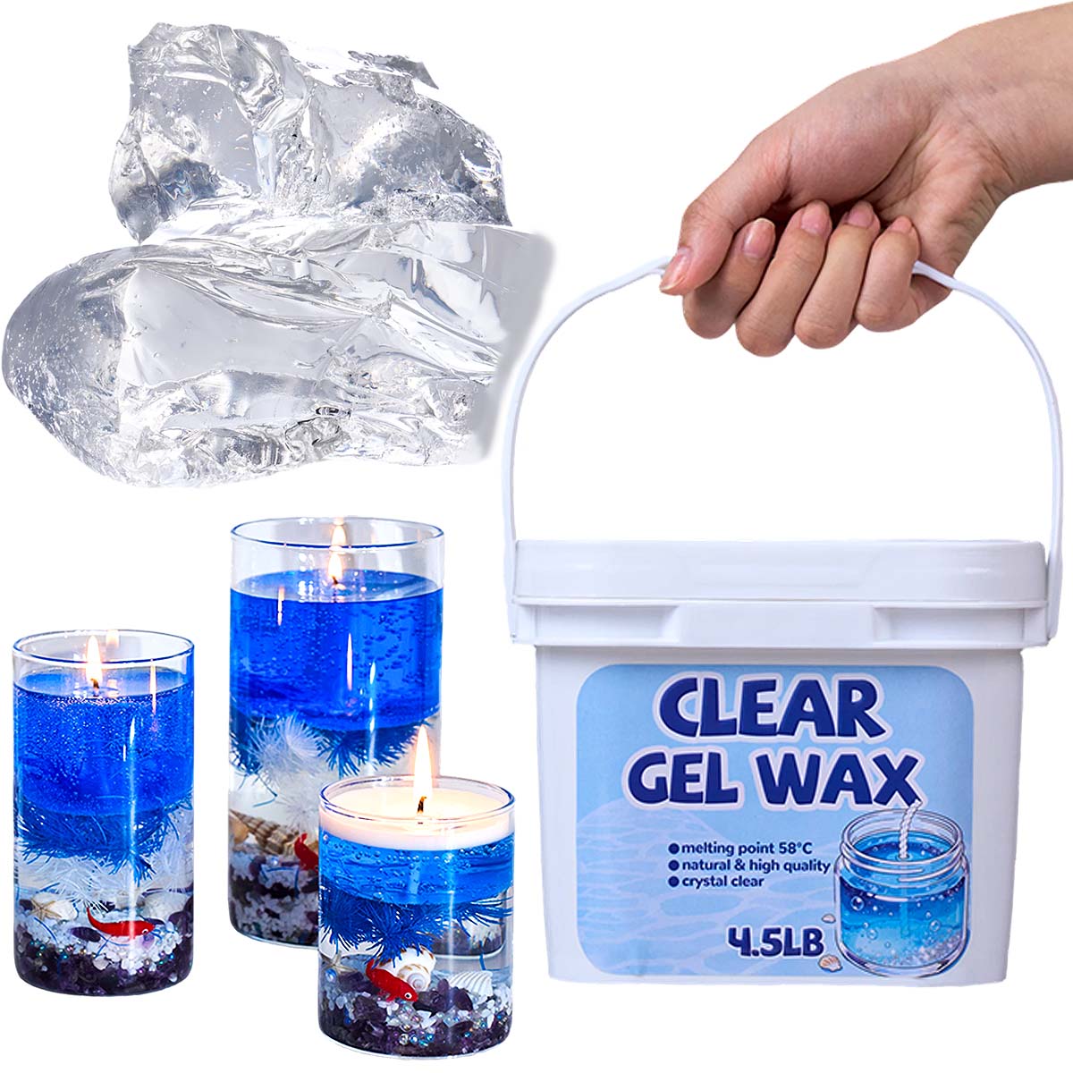 4.5LB バルククリアジェリーワックスキット DIY 香り - Candle Making Gel Wax のレビューと価格